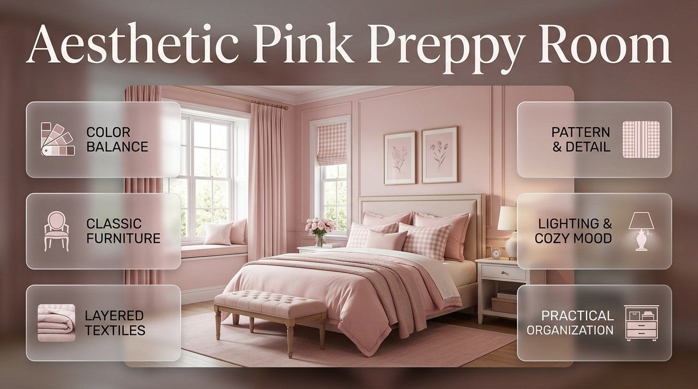 Aesthetic Pink Preppy Room